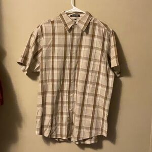 Beverly Hills Polo Club Beige and Brown Plaid Shirt